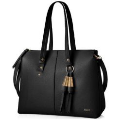 Torba damska shopper Felice czarna. Czarne torby damskie na zakupy Felice, bez wzorów, ze skóry ekologicznej, na ramię, bez dodatków. Za 129,00 zł.