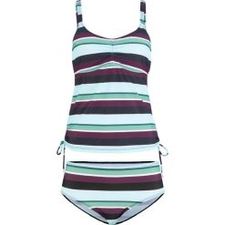 Tankini na fiszbinach (2 części) bonprix lila-zielono-jasnoniebieski w paski. Stroje kąpielowe damskie bonprix. Za 119,99 zł.