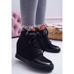 Sneakersy Damskie Sergio Leone Zamszowe Czarne Melody. Czarne koturny damskie Tagless, z zamszu. Za 129,00 zł.