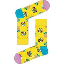 Happy Socks - Skarpetki Sponge Bob Fineapple Surprise. Żółte skarpetki damskie Happy Socks, bez wzorów, z elastanu. W wyprzedaży za 49,90 zł.