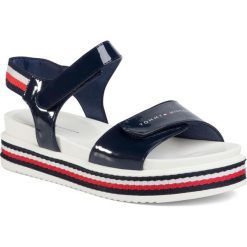 Sandały TOMMY HILFIGER - Platform Velcro Sandal T3A2-30650-0774 S Blue 800. Niebieskie sandały dziewczęce TOMMY HILFIGER, ze skóry ekologicznej, bez zapięcia. W wyprzedaży za 239,00 zł.