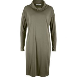 Sukienka shirtowa z golfem, długi rękaw bonprix oliwkowy. Sukienki damskie bonprix. Za 79,99 zł.