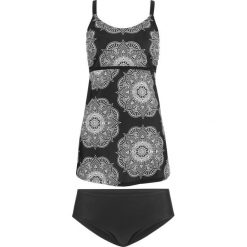 Długie tankini (2 części) bonprix czarno-biały wzorzysty. Czarne stroje kąpielowe damskie bonprix, bez wzorów. Za 109,99 zł.