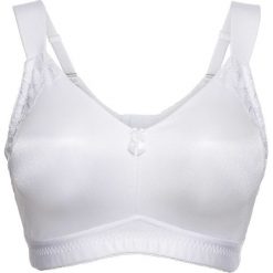 Biustonosz t-shirt odciążający, bez fiszbinów bonprix biały. Białe biustonosze bonprix, z aplikacjami, z koronki. Za 54,99 zł.