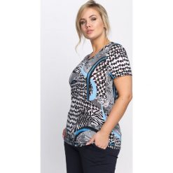Niebiesko-Czarny T-shirt All Along. Czarne bluzki damskie marki Born2be, l. Za 19,99 zł.