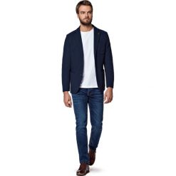 Marynarka Granatowa Hamina. Niebieskie marynarki męskie slim fit LANCERTO, z bawełny. W wyprzedaży za 499,90 zł.