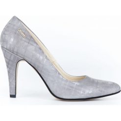 Szare szpilki w pepitkę - skóra naturalna - model 035 - kolor szara kratka. Szare czółenka damskie Zapato, na imprezę, z nadrukiem, ze skóry, eleganckie, na wysokim obcasie, na obcasie, bez zapięcia. W wyprzedaży za 191,40 zł.