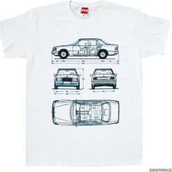 Koszulka MERCEDES W124 E KLASA tshirt. Czarne koszulki męskie Pakamera, m. Za 77,00 zł.