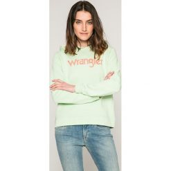 Wrangler - Bluza. Żółte bluzy damskie Wrangler, s, z nadrukiem, z bawełny, bez rękawów, z kapturem. W wyprzedaży za 139,90 zł.