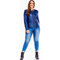 Pikowana kurtka zapinana na ekspres granatowy. Niebieskie kurtki damskie Tagless, plus size, bez wzorów, bez kaptura. Za 146,63 zł.