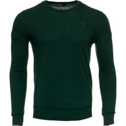 Trussardi Jeans sweter męski 52M00235-0F000412 XXL ciemnozielony. Zielone swetry męskie Trussardi Jeans, xxl, z aplikacjami, z jeansu, bez kołnierzyka, bez kaptura. Za 439,00 zł.