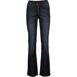 Dżinsy BOOTCUT bonprix ciemny denim. Niebieskie jeansy damskie bonprix, z jeansu. Za 99,99 zł.