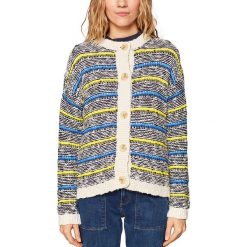 Kardigan ze wzorem. Swetry damskie Esprit Woman, l, w paski, z bawełny, bez rękawów, bez kaptura. W wyprzedaży za 119,95 zł.