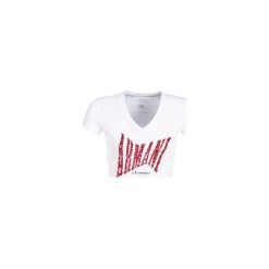 T-shirty z krótkim rękawem Armani Exchange HELBINA. Białe t-shirty damskie marki Armani Exchange, s, bez wzorów, bez kołnierzyka. Za 239,00 zł.