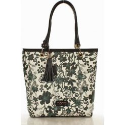 Shopper bag damskie: NOBO Torebka floral print biały z szarym