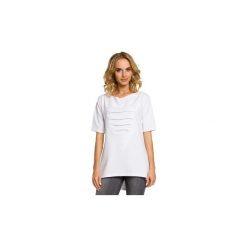 Tuniki Moe M023 Dresowa bluza tunika z sercem. Białe tuniki damskie Moe, s, bez wzorów, z dresówki, bez kołnierzyka, bez rękawów. Za 85,00 zł.