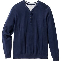 Swetry klasyczne męskie: Sweter 2 w 1 Regular Fit bonprix ciemnoniebieski