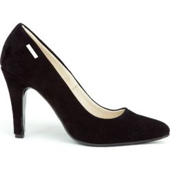 Szpilki - skóra naturalna - model 035 - kolor czarny welur. Czarne czółenka damskie Zapato, na imprezę, z nadrukiem, ze skóry, eleganckie, na wysokim obcasie, na obcasie, bez zapięcia. W wyprzedaży za 239,20 zł.