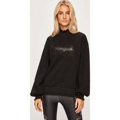 Desigual Sport - Bluza. Czarne bluzy sportowe damskie s, z nadrukiem, z bawełny. W wyprzedaży za 239,90 zł.