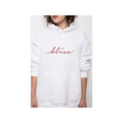 Bliss white hoodie. Białe bluzy damskie Rest_factory, s, z nadrukiem, z bawełny, bez rękawów, bez kaptura. Za 189,00 zł.