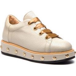 Sneakersy BALDININI - 898059XAGNE9R9R9RRXX Rafia. Brązowe półbuty damskie Baldinini, z aplikacjami, ze skóry, bez obcasa, na płaskiej podeszwie, bez zapięcia. W wyprzedaży za 879,00 zł.