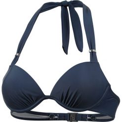 Biustonosz bikini w kolorze granatowym. Niebieskie bikini Najlepsze stroje na plażę, z materiału. W wyprzedaży za 82,95 zł.