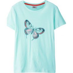T-shirt bonprix pastelowy miętowy. Zielone bluzki dziewczęce bonprix, z nadrukiem, bez kołnierzyka, bez rękawów, bez kaptura. Za 24,99 zł.