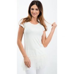 Tuniki damskie: Kremowa tunika z tiulem 2056