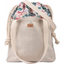 Torebka worek "DUOBAG" materiałowa, kremowa w kwiaty. Białe torebki worki damskie me&BAGS, w kwiaty, z tkaniny, duże, bez dodatków. Za 219,00 zł.