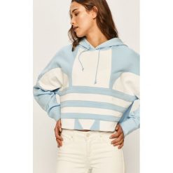 Adidas Originals - Bluza. Niebieskie bluzy damskie adidas Originals, bez wzorów, z bawełny, bez rękawów, z kapturem. W wyprzedaży za 199,90 zł.