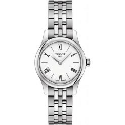 RABAT ZEGAREK TISSOT T-Classic T063.009.11.018.00. Białe zegarki męskie marki TISSOT, ze stali. W wyprzedaży za 1346,40 zł.