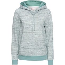Bluza z kapturem, długi rękaw bonprix eukaliptusowy melanż. Zielone bluzy z kapturem damskie marki bonprix, melanż, z długim rękawem, długie. Za 59,99 zł.