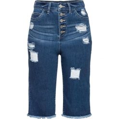 Szorty dżinsowe z wysoką talią bonprix niebieski "stone”. Niebieskie jeansy damskie bonprix. Za 89,99 zł.
