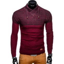 SWETER MĘSKI E137 - BORDOWY. Czarne swetry klasyczne męskie marki Inny, m, z bawełny. Za 39,00 zł.