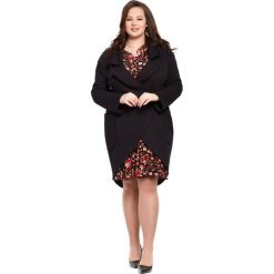 Asymetryczna czarna bluza dresowa Mija XXL OVERSIZE. Czarne bluzy damskie Moda Size Plus Iwanek, z elastanu, eleganckie, bez kaptura. Za 169,90 zł.