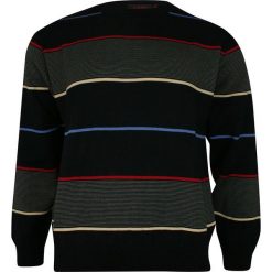 Sweter Granatowy, w Paski, Prążki, Okrągły Dekolt (U-neck) -KINGS- Męski SWKNGS69707granatowy. Niebieskie swetry męskie Kings, s, w paski, klasyczne, z okrągłym kołnierzem, bez kaptura. Za 147,00 zł.
