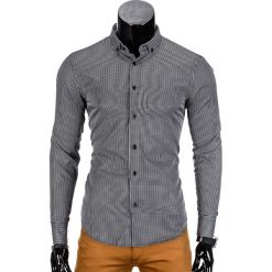 KOSZULA MĘSKA ELEGANCKA Z DŁUGIM RĘKAWEM K349 - CZARNA. Czarne koszule męskie na spinki Ombre Clothing, m, z bawełny, z klasycznym kołnierzykiem, z długim rękawem. Za 39,00 zł.
