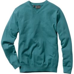 Sweter z dekoltem w serek Regular Fit bonprix niebieskozielony morski. Zielone swetry klasyczne męskie marki bonprix, s, z dzianiny, klasyczne, z dekoltem w serek. Za 54,99 zł.