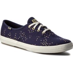Tenisówki KEDS - Ch Mini Bird WF56419 Navy/Gold. Niebieskie półbuty damskie Keds, bez wzorów, z gumy, bez zapięcia. W wyprzedaży za 149,00 zł.