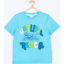 Koszulka. Niebieskie t-shirty chłopięce marki BASIC BOY, z aplikacjami, z krótkim rękawem. Za 35,90 zł.