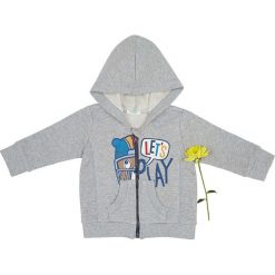 Bluza w kolorze szarym. Szare bluzy niemowlęce Benetton Kids, z nadrukiem, bez rękawów, bez kaptura. W wyprzedaży za 42,95 zł.