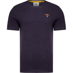 T-shirt AERONAUTICA MILITARE. Niebieskie t-shirty męskie Aeronautica Militare, moro, z bawełny, militarne, z okrągłym kołnierzem. Za 240,00 zł.