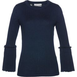 Swetry damskie: Sweter z plisowaną wstawką bonprix ciemnoniebieski