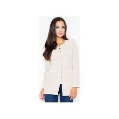 Żakiet409 Beż-Ecru. Brązowe marynarki damskie FIGL, xl, bez wzorów. Za 159,00 zł.