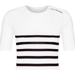 T-shirt SPORTALM BEE SHORT. Białe bluzki damskie Sportalm, w paski, z dzianiny, z kontrastowym kołnierzykiem. W wyprzedaży za 553,00 zł.