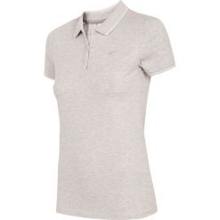 Koszulka polo damska TSD013 - chłodny jasny szary melanż. Szare koszulki damskie 4f, bez wzorów, z bawełny, bez rękawów. Za 59,99 zł.