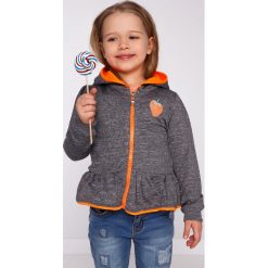Bluzy dziewczęce: Szara bluza z pomarańczowymi elementami NDZ7724