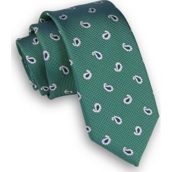 Zielony Elegancki Krawat Męski -ALTIES- 6 cm, w Drobny Wzór Paisley, Łezki KRALTS0295. Żółte krawaty męskie Alties, bez wzorów, z tkaniny, eleganckie. Za 40,00 zł.
