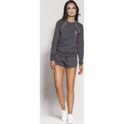 Popielata Nierozpinana Bluza z Biżuteryjnym Akcentem. Szare bluzy damskie Molly.pl, s, z aplikacjami, bez rękawów, bez kaptura. Za 159,90 zł.
