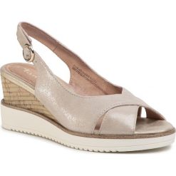 Sandały TAMARIS - 1-28311-24 Champ. Pearl 192. Brązowe klapki damskie Tamaris, bez wzorów, ze skóry, bez obcasa, na obcasie. Za 239,00 zł.